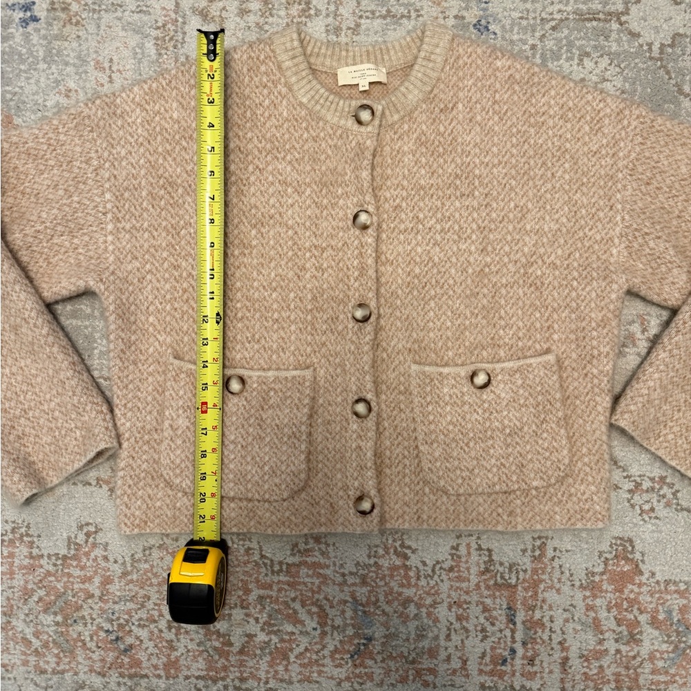 ✨Sézane Teo Jacket XL Mottled Beige Mohair Wool Cropped Knit Cardigan Coat - Picture 10 of 12